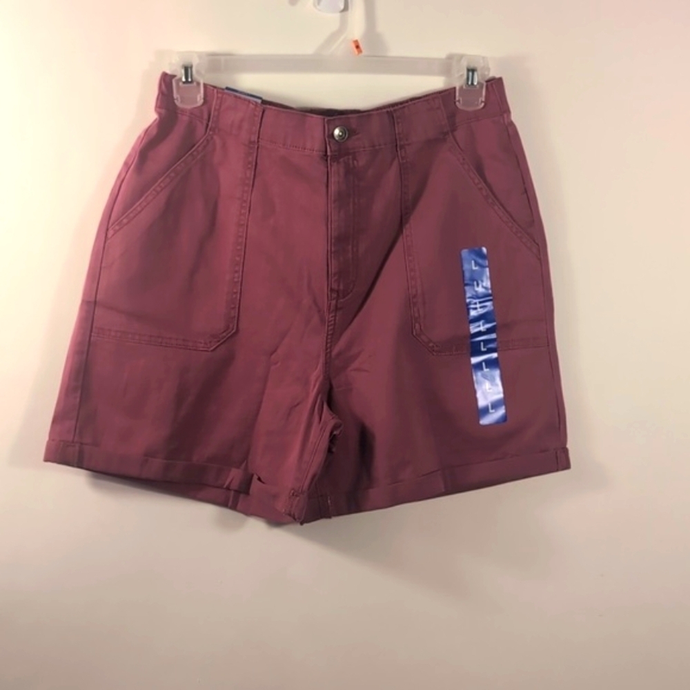 NWT Gloria Vanderbilt Utility Cargo Shorts Light Maroon Size Large | Stretch - Picture 4 of 16